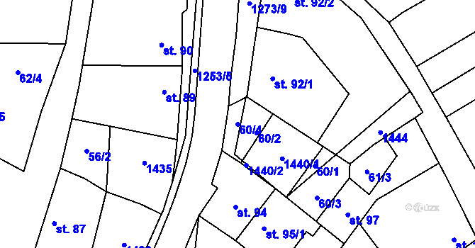 Parcela st. 60/4 v KÚ Dražůvky, Katastrální mapa