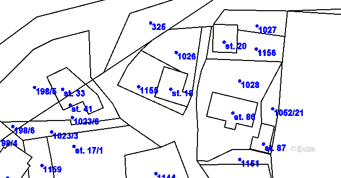 Parcela st. 18 v KÚ Drevníky, Katastrální mapa