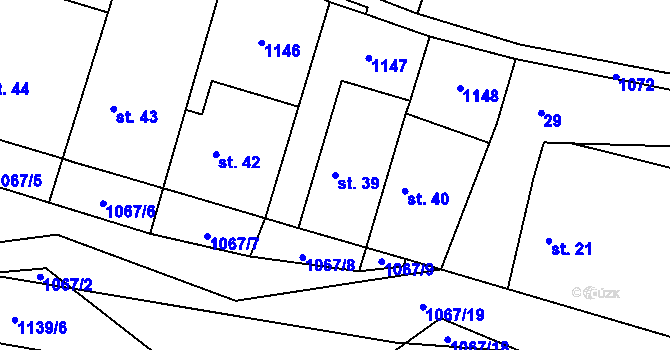 Parcela st. 39 v KÚ Drevníky, Katastrální mapa