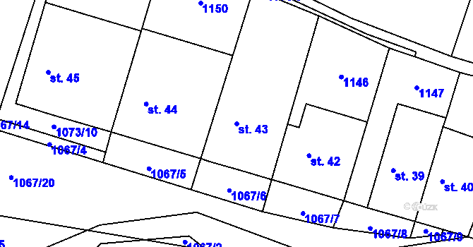 Parcela st. 43 v KÚ Drevníky, Katastrální mapa