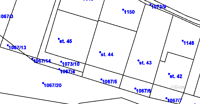 Parcela st. 44 v KÚ Drevníky, Katastrální mapa