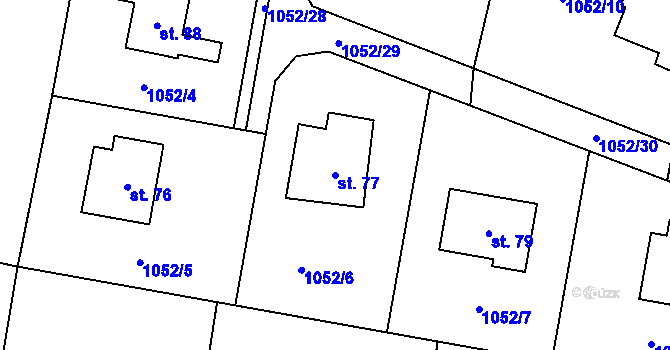 Parcela st. 77 v KÚ Drevníky, Katastrální mapa