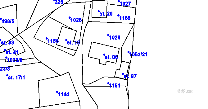 Parcela st. 86 v KÚ Drevníky, Katastrální mapa