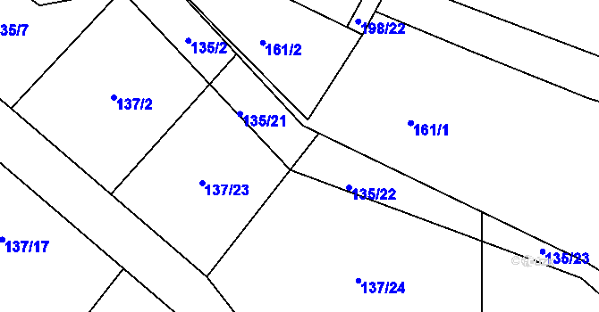 Parcela st. 135/2 v KÚ Drevníky, Katastrální mapa