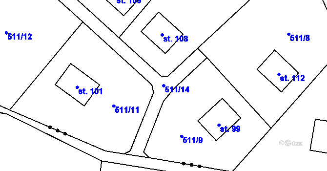Parcela st. 511/14 v KÚ Drevníky, Katastrální mapa