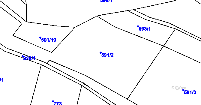 Parcela st. 591/2 v KÚ Drevníky, Katastrální mapa