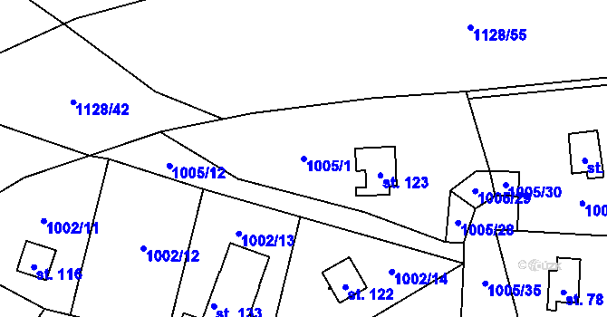 Parcela st. 1005/1 v KÚ Drevníky, Katastrální mapa