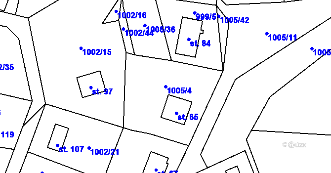 Parcela st. 1005/4 v KÚ Drevníky, Katastrální mapa