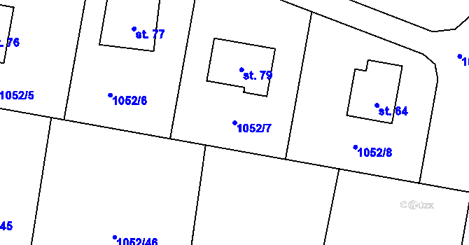 Parcela st. 1052/7 v KÚ Drevníky, Katastrální mapa