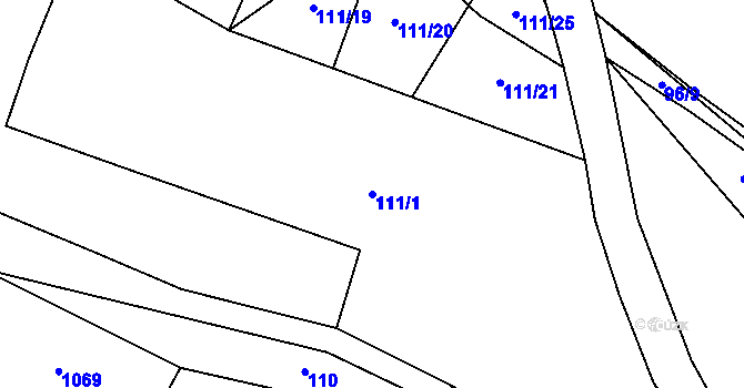 Parcela st. 111/1 v KÚ Drevníky, Katastrální mapa