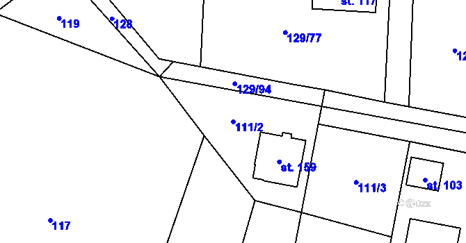 Parcela st. 111/2 v KÚ Drevníky, Katastrální mapa