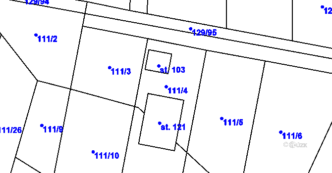 Parcela st. 111/4 v KÚ Drevníky, Katastrální mapa
