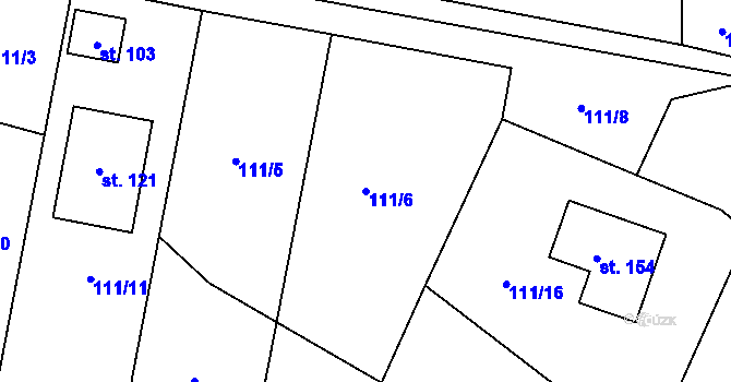 Parcela st. 111/6 v KÚ Drevníky, Katastrální mapa