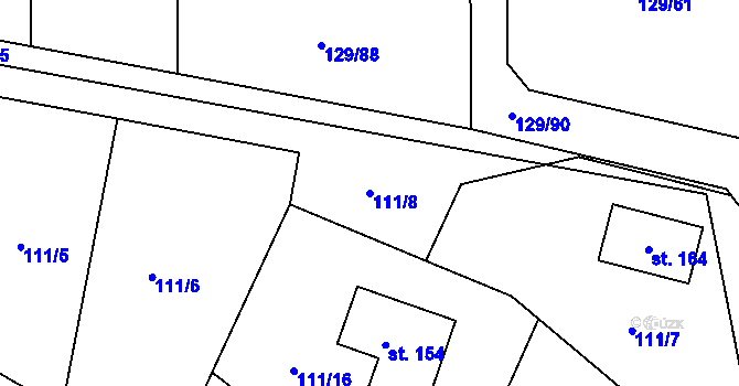 Parcela st. 111/8 v KÚ Drevníky, Katastrální mapa