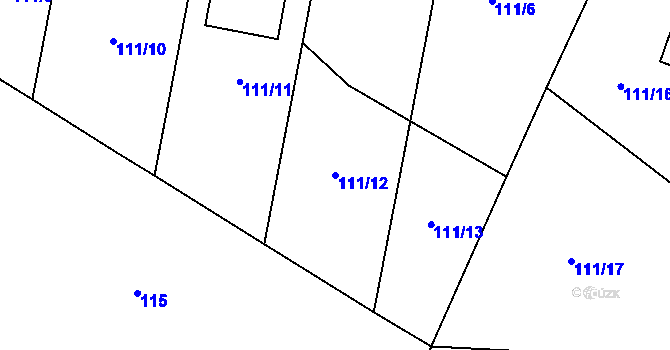 Parcela st. 111/12 v KÚ Drevníky, Katastrální mapa