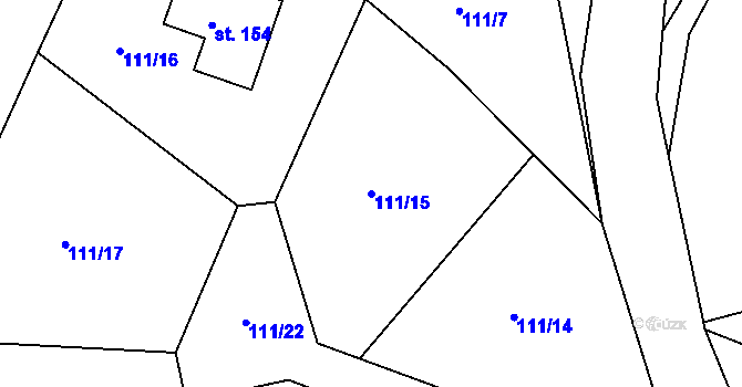 Parcela st. 111/15 v KÚ Drevníky, Katastrální mapa