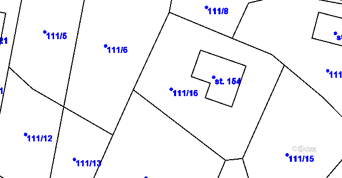 Parcela st. 111/16 v KÚ Drevníky, Katastrální mapa