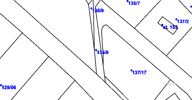 Parcela st. 135/8 v KÚ Drevníky, Katastrální mapa