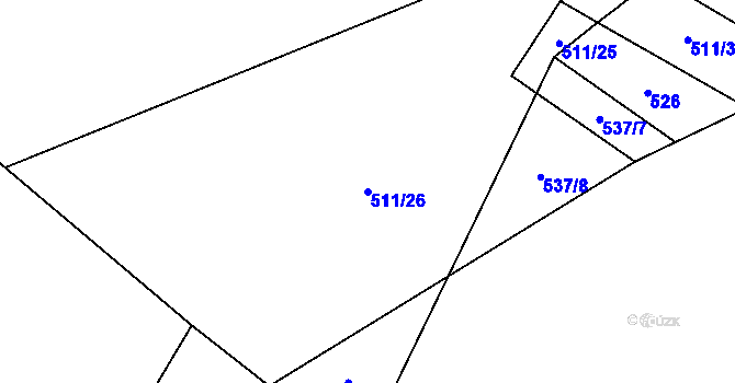 Parcela st. 511/26 v KÚ Drevníky, Katastrální mapa
