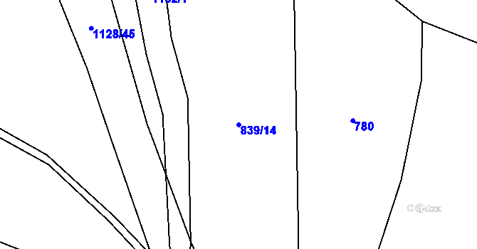 Parcela st. 839/14 v KÚ Drevníky, Katastrální mapa