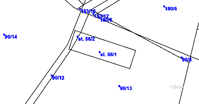 Parcela st. 56/1 v KÚ Drevníky, Katastrální mapa