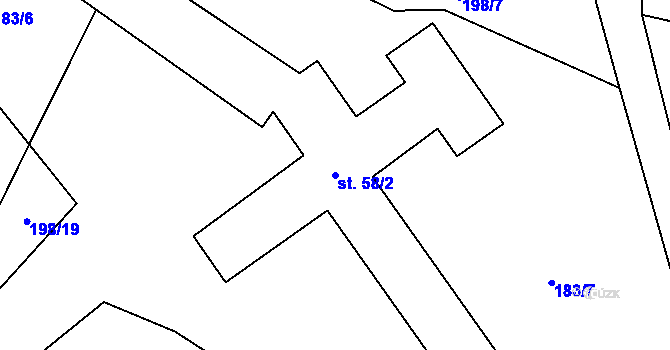 Parcela st. 58/2 v KÚ Drevníky, Katastrální mapa