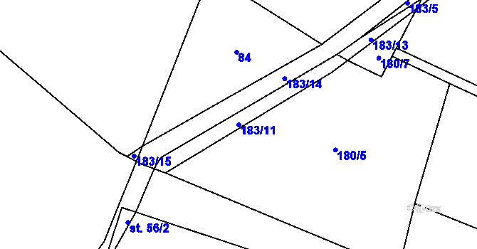 Parcela st. 183/11 v KÚ Drevníky, Katastrální mapa