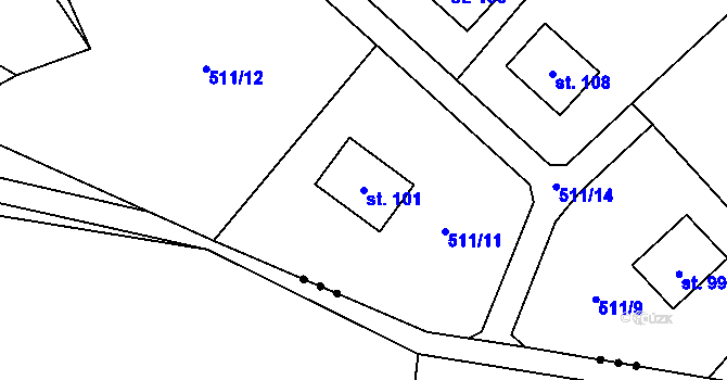 Parcela st. 101 v KÚ Drevníky, Katastrální mapa
