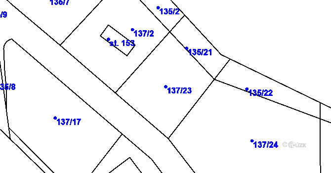 Parcela st. 137/23 v KÚ Drevníky, Katastrální mapa