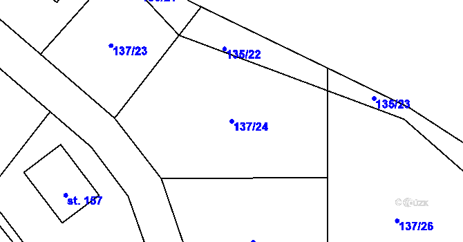Parcela st. 137/24 v KÚ Drevníky, Katastrální mapa