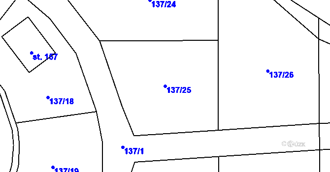 Parcela st. 137/25 v KÚ Drevníky, Katastrální mapa