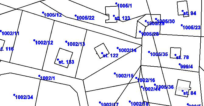 Parcela st. 122 v KÚ Drevníky, Katastrální mapa
