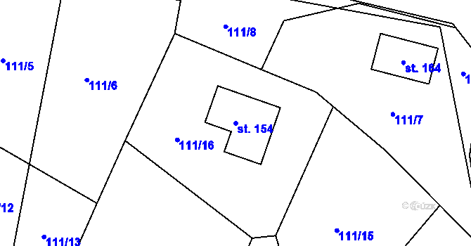 Parcela st. 154 v KÚ Drevníky, Katastrální mapa