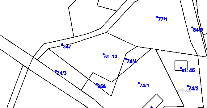 Parcela st. 13 v KÚ Slovanská Lhota, Katastrální mapa