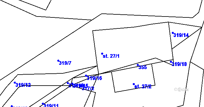 Parcela st. 27/1 v KÚ Slovanská Lhota, Katastrální mapa