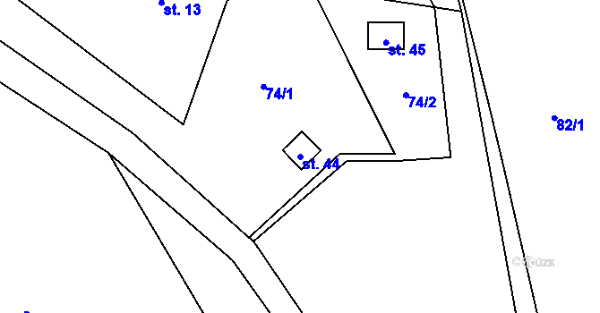 Parcela st. 44 v KÚ Slovanská Lhota, Katastrální mapa