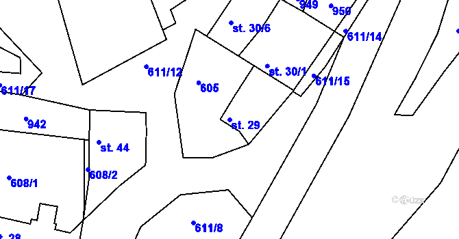 Parcela st. 29 v KÚ Županovice, Katastrální mapa