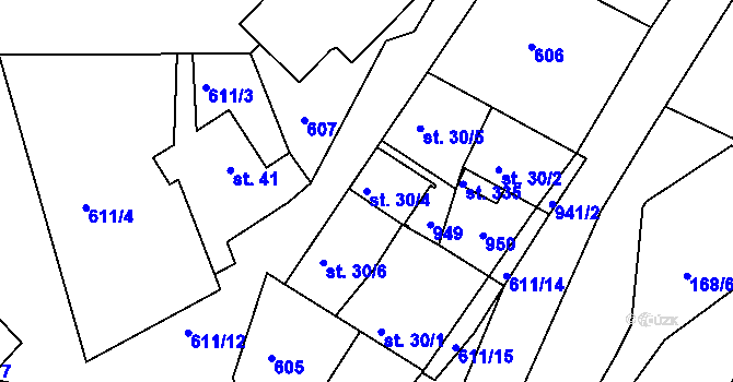 Parcela st. 30/4 v KÚ Županovice, Katastrální mapa