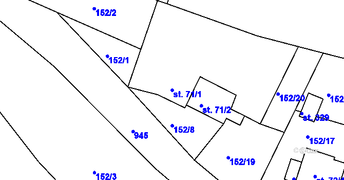 Parcela st. 71/1 v KÚ Županovice, Katastrální mapa