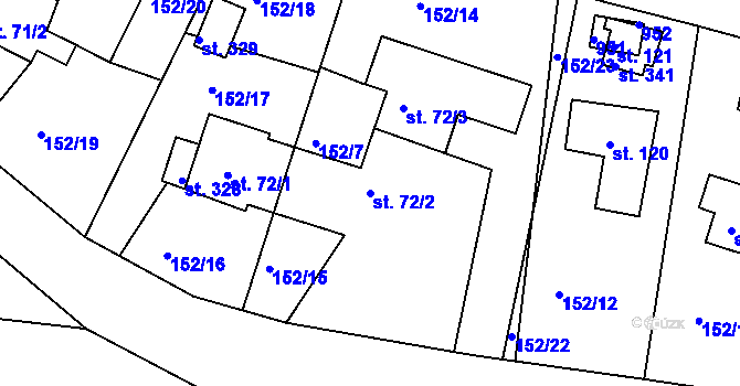 Parcela st. 72/2 v KÚ Županovice, Katastrální mapa
