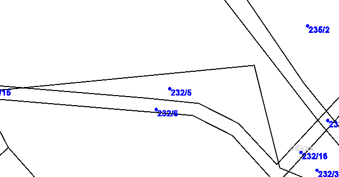 Parcela st. 232/5 v KÚ Županovice, Katastrální mapa