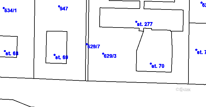 Parcela st. 629/3 v KÚ Županovice, Katastrální mapa