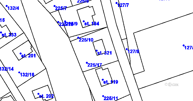 Parcela st. 321 v KÚ Županovice, Katastrální mapa