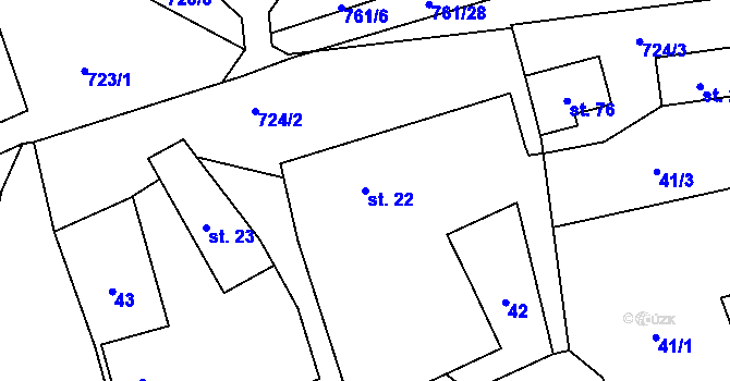 Parcela st. 22 v KÚ Brloh u Drhovle, Katastrální mapa