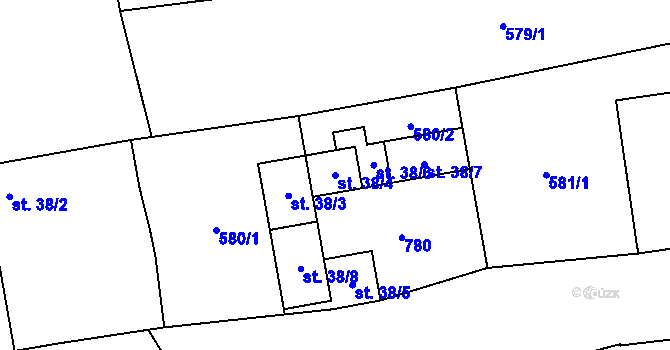 Parcela st. 38/4 v KÚ Brloh u Drhovle, Katastrální mapa