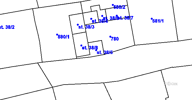 Parcela st. 38/5 v KÚ Brloh u Drhovle, Katastrální mapa