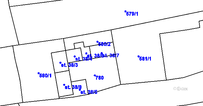 Parcela st. 38/7 v KÚ Brloh u Drhovle, Katastrální mapa