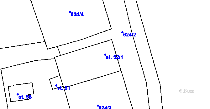 Parcela st. 52/1 v KÚ Brloh u Drhovle, Katastrální mapa