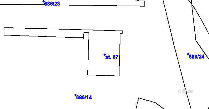 Parcela st. 67 v KÚ Brloh u Drhovle, Katastrální mapa