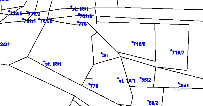 Parcela st. 36 v KÚ Brloh u Drhovle, Katastrální mapa